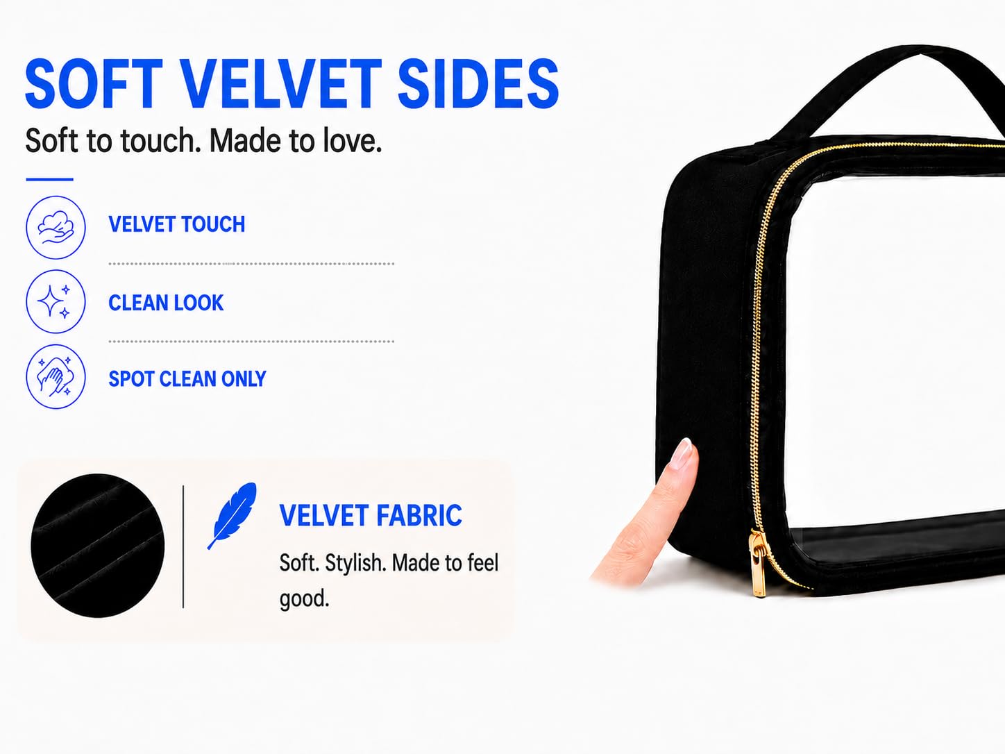PACKISM Clear Makeup Bag Travel - TSA Approved Toiletry Bag, 2 Pack Black