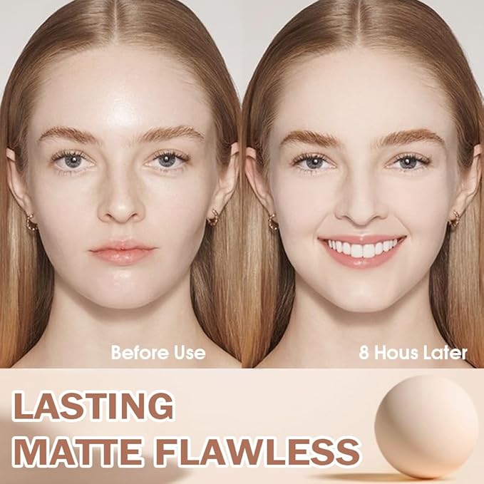 FeiCuiYun Oil Control Matte Perfection Face Powder Compact For Women, Matte Smooth Flawless Setting Powder Makeup, Polvo Compacto De Maquillaje, Waterproof Long Lasting, 0.35Oz,(Nude Translucent, 1)