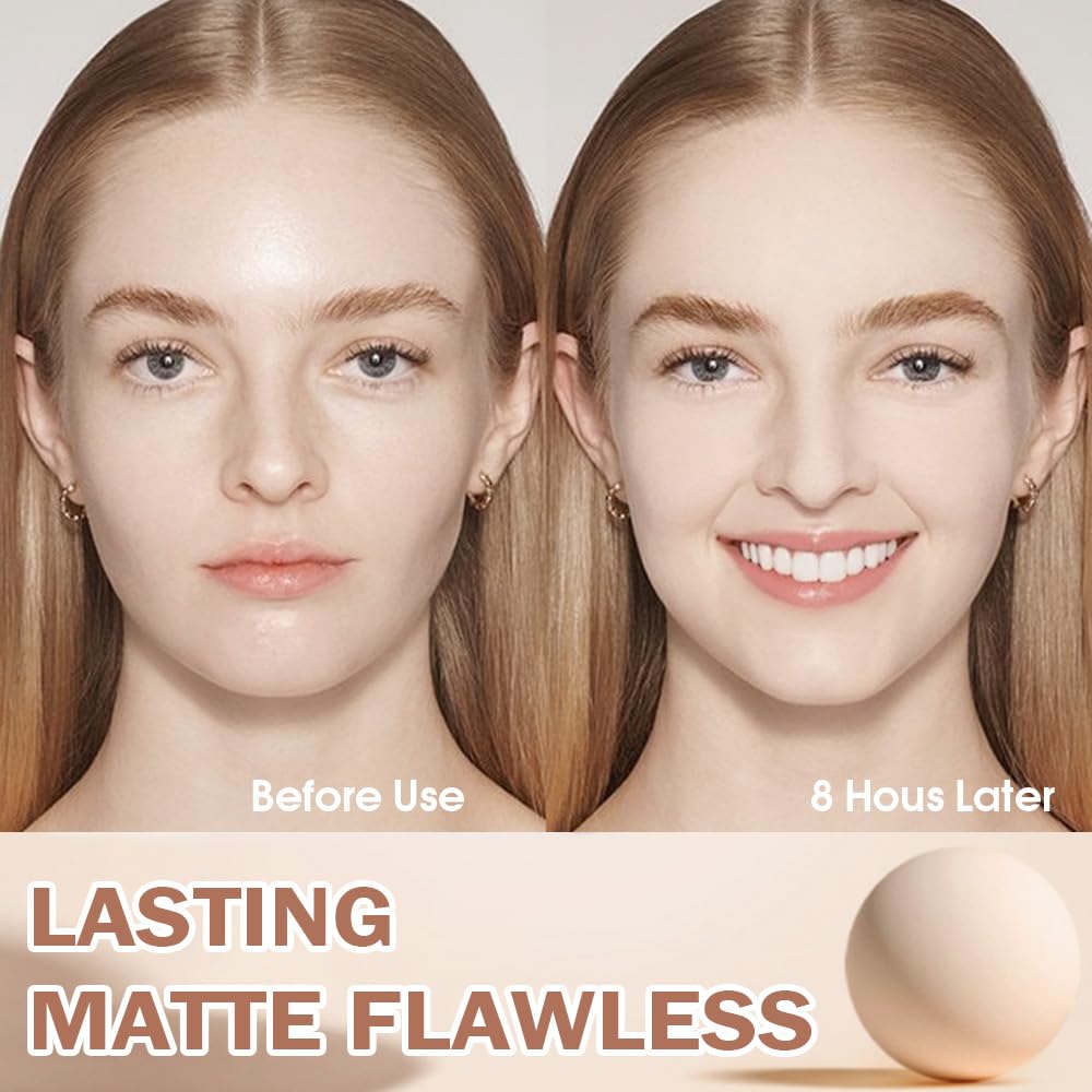 FeiCuiYun Oil Control Matte Perfection Face Powder Compact For Women, Matte Smooth Flawless Setting Powder Makeup, Polvo Compacto De Maquillaje, Waterproof Long Lasting, 0.35Oz,(Nude Translucent, 1)