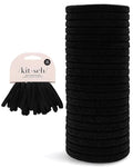 Kitsch Elastic Hair Ties No Damage | Stretchable Hair Bands - Black, 20pcs