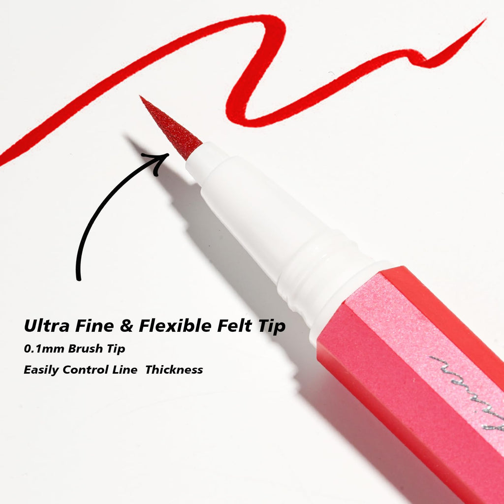 YES.EYE DO Liquid Eyeliner, Red Eyeliner Pen, Long Lasting Colored Eye Liner Pen with Precision Felt Tip, Water Removable, Friendly to Sensitive Skin, Party Makeup (Crimson Rave)