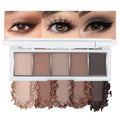 JUAAZIN 5 Colors Matte Eyeshadow Makeup Palette, 5 Natural Neutral Nude Brown Cool-Toned Nude Taupe Eyeshadow, Looks for Brown Eyes Women Finish Long Wearing Waterproof Professional Eye Makeup 06#