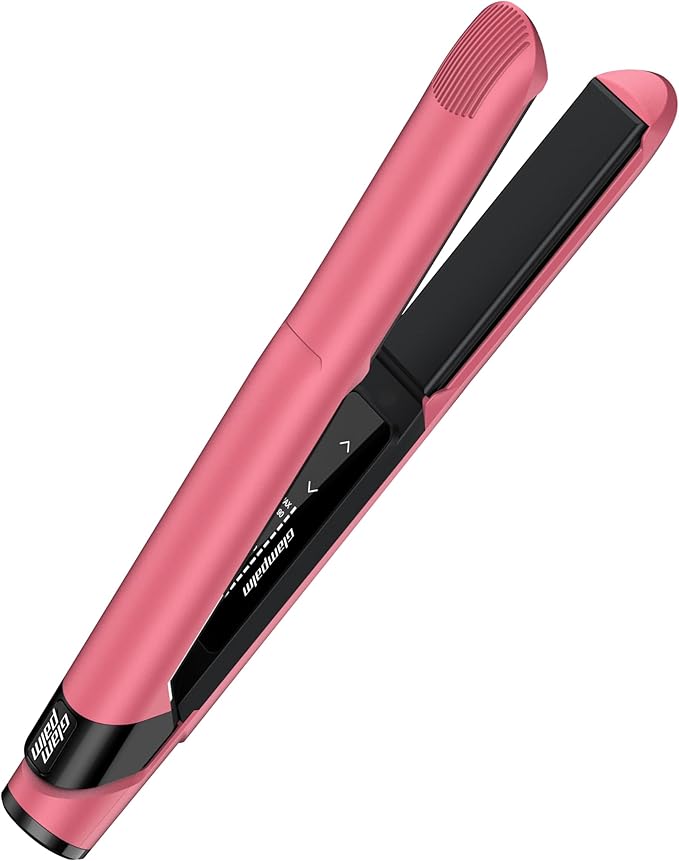 GLAMPALM GlamMuse 1" | All-Ceramic Flat Iron Infused with Vita-C, Salon Results with Less Heat Damage, Trusted by K-Pop Hair Stylists, Dual Voltage Hair Straightener, Silk Press | GP201T