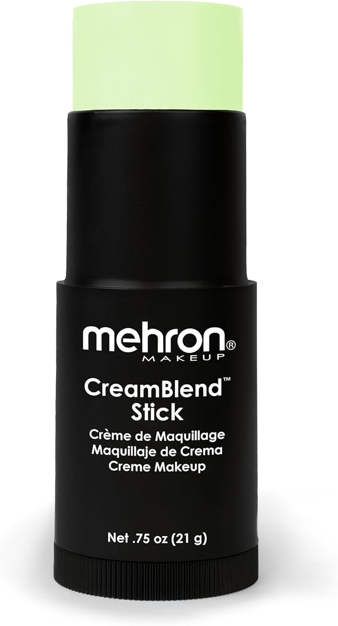 Mehron Makeup CreamBlend Stick | Face Paint, Body Paint, & Foundation Cream Makeup | Perfect for Halloween.75 oz (21 g) (Pastel Green) | Made in the USA