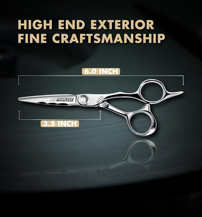 GGPH Professional Ergonomic Hair Cutting Scissors - SUS440C & Cobalt Stainless Steel Barber Shears - Fine Adjustment Tension - Premium Shears for Hair Cutting (6.0 Inches)