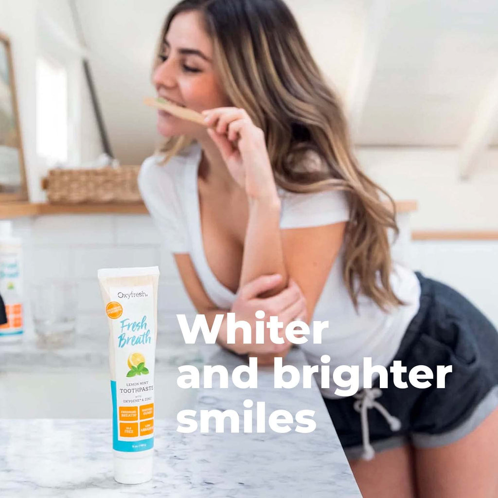 Oxyfresh Maximum Fresh Breath Lemon Mint Toothpaste - Clean Teeth & Fresh Breath - Natural Essential Oils & Natural Xylitol to Help Fight Tartar - SLS & Fluoride Free - 5 oz (Pack of 3)