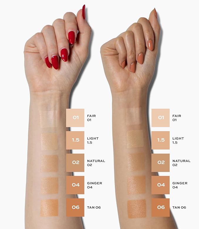 MAKE Beauty Skin Tint – Sheer to Medium Coverage with a Natural Radiant Finish. Lightweight, Smoothing Formula with Niacinamide and Adenosine. Diffusion Dew – 10 Amber