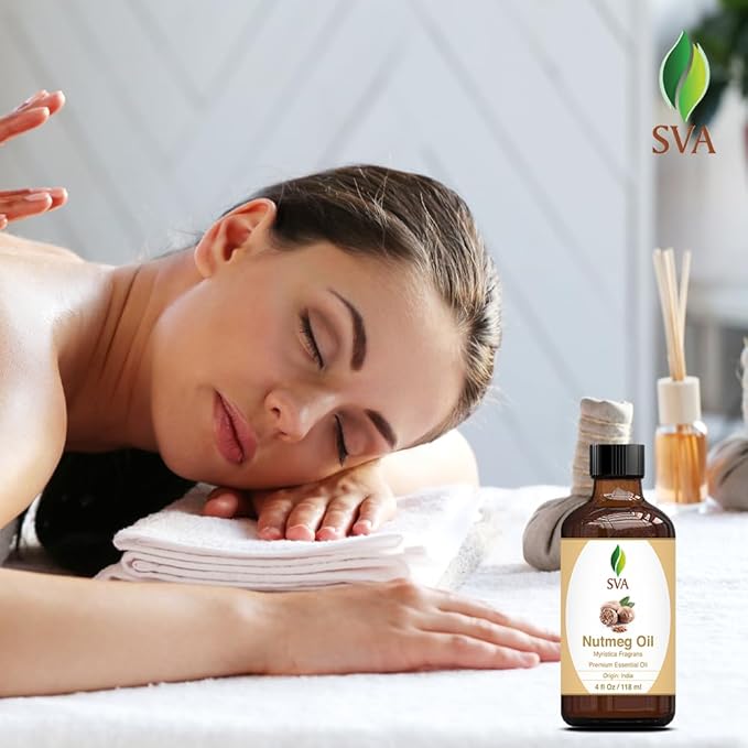 SVA Nutmeg Essential Oil, Glass Bottle with Dropper, 4 Fl Oz (118 ml)