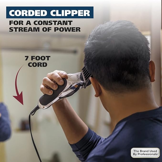 Wahl USA Chrome Pro Corded Clipper Complete Haircutting Kit for Men