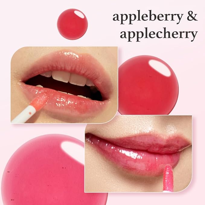 NOONI Korean Lip Oil Set - Appleberry & Applecherry - Plumping Tinted Gloss