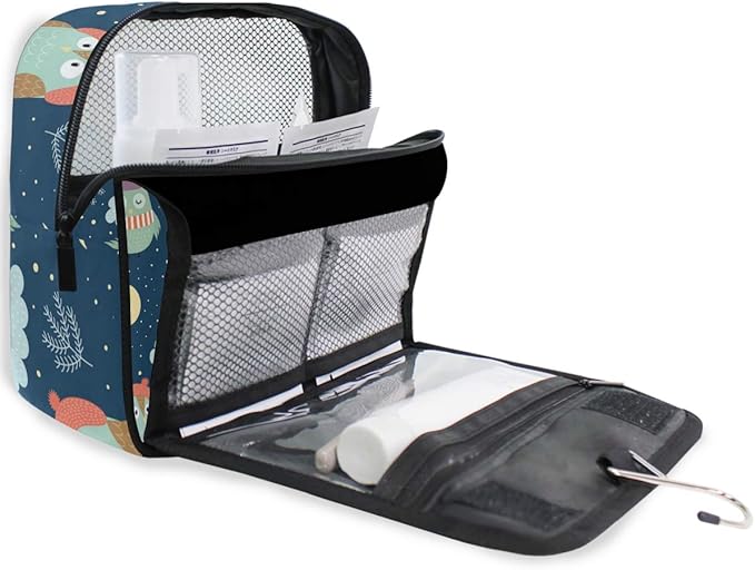 senya Hanging Travel Toiletry Bag Kit Makeup Case Cosmetics Organizer for Men Women (Owl Moon Cloud Night)