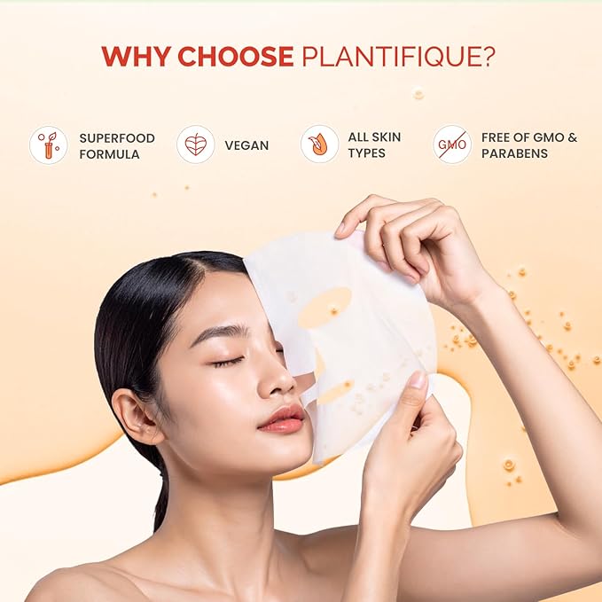 PLANTIFIQUE Korean Sheet Mask, 5 Pack - Glowing & Rejuvenating