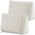 YIYIDSTO Cosmetic Bag Travel Makeup Bag Large Capacity Small Travel Zipper Pouch Makeup Organizer Bag for Women (White-2 Pack)