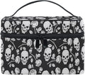 MNSRUU Skull Makeup Bag, Skull Rose Gothic Makeup Organizer Bags Toiletry Bag Box Travel Cosmetic Bag Make Up Train Case for Women Teen Girl Ladies