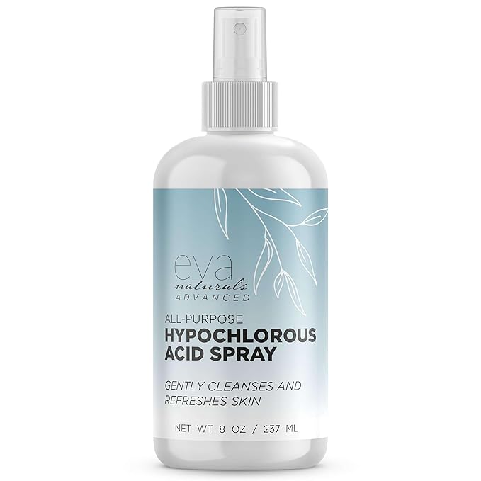 Eva Naturals Hypochlorous Acid Spray for Face & Body, HOCl Facial Mist & Skin Cleanser, Soothing Daily Spray for Redness, Irritation & Sensitive Skin, All Skin Types, 8 oz