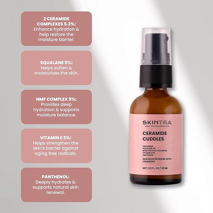 SkinTra Ceramide Cuddles - Regenerating Ceramide Serum for Barrier Repair and Hydration – Calming and Redness-Reducing – All Skin Types – 30 ml/Net 1.01 Fl. Oz