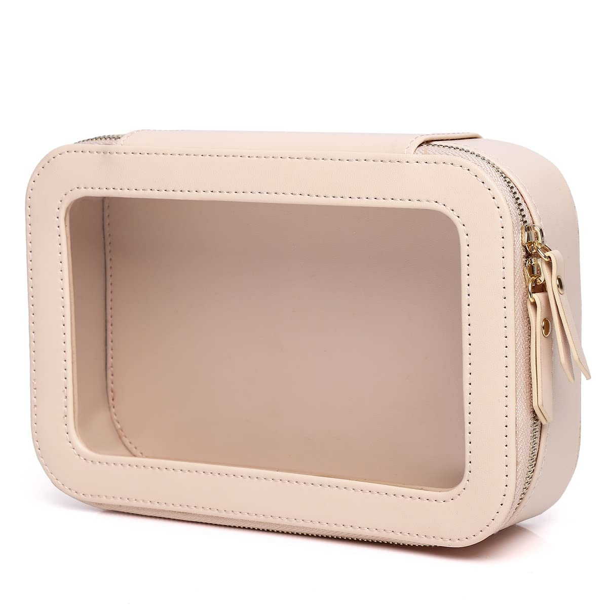 Pinkmik Clear Makeup Bag Transparent Travel Case for Cosmetics and Toiletries Women's Clear Car Bag with Zipper (Pink, Small)
