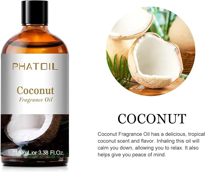 PHATOIL Coconut Fragrance Oil for Diffuser Aromatherapy 3.38FL.OZ