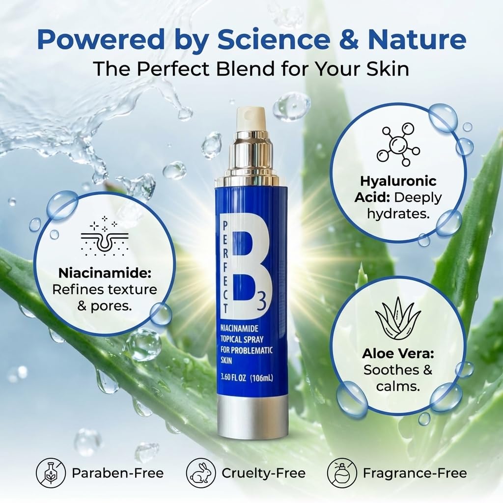 Perfect B3 Niacinamide Spray for Face, Vitamin B3 Face Mist 3.6oz