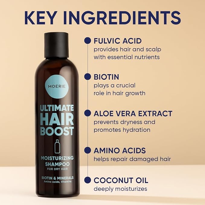 Moerie Hair Growth Shampoo for Men and Women, Hair Loss Solution with Biotin and Rosemary, Moisturizing Shampoo for Thinning Hair – Ultimate Boost for All Hair Types, Double Set