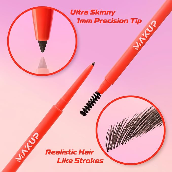 Makup Beauty Skinny Brow - Ultra Thin Eyebrow Pencil, Waterproof, Precise Micro Brow Pencil creates Hair-like Strokes for Full, Natural Brows Medium to Dark Brown (Brunette)
