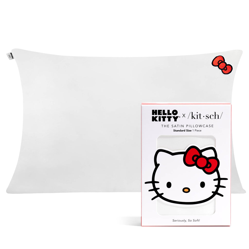 Kitsch x Hello Kitty Satin Pillowcase - Size 19x26, Ivory