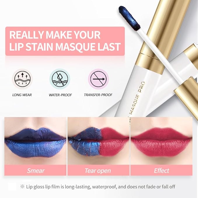 Lip Stain Peel Off – Wipe-Off Lip Stain Tattoo | Long Lasting Waterproof Lip Tint, High-Pigment Matte Lip Color, Smudge & Transfer Proof Lip Stains Masque, Kiss-Proof All-Day Lip Makeup 05#