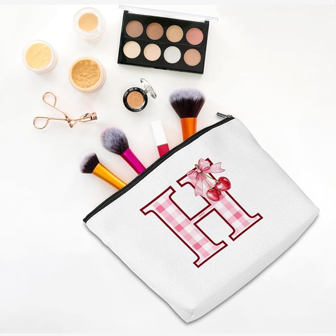 CQM Cherry Bag Initial H Makeup Bag Cherry Gifts for Women Cosmetic Bags