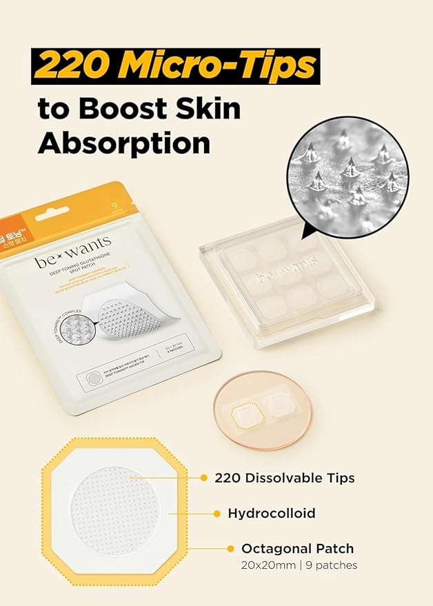 [K-Beauty] bewants Deep Toning Glutathione Ampoule Serum | Korean Skincare with Vitamin C & Calendula Extract, 1.01 fl.oz & Bewants Deep Toning Glutathione Spot Patch