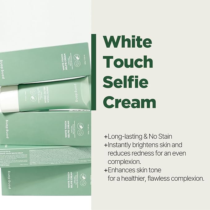 PONGDANG Tone-UP Touch Selfie Cream (3.52oz) | Brightening Cream for Face & Body, No Makeup Natural Look | Hydrating & Redness-Soothing Formula | Korean Skin Care
