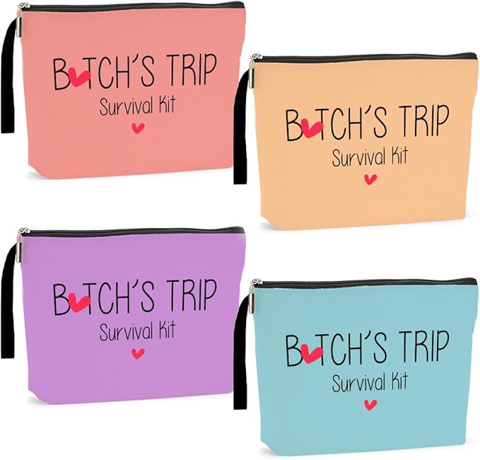 4Pcs Girls Trip Gifts Favors Weekend Bag Funny Makeup Bag Girl Weekend Gift