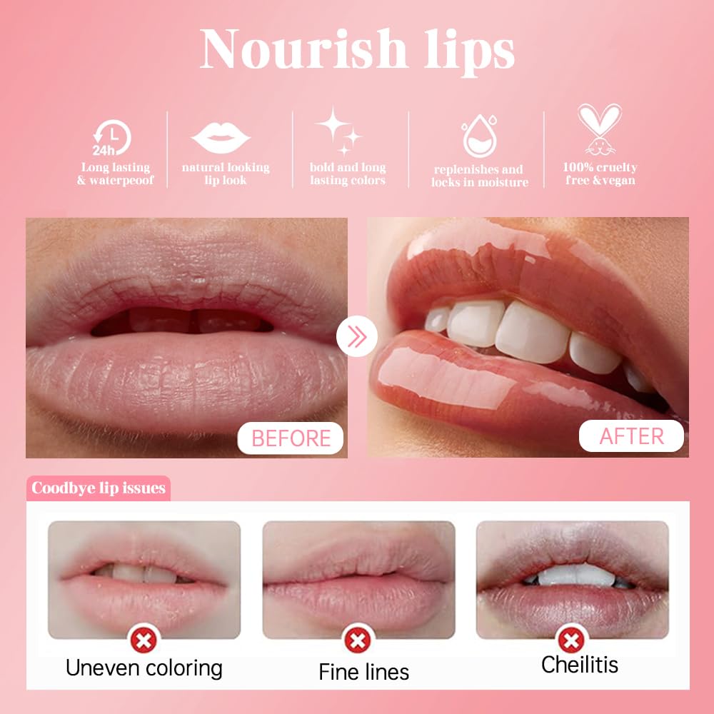 Nourishing Lip Oil, Deep Moisturizing Lip Balm Liquid, Non-Sticky High Shine Lip Gloss, Hydrating Lip Tint for Soft, Smooth, Healthy-Looking Lips, Lightweight Glossy Lip Care for Daily Use-6#