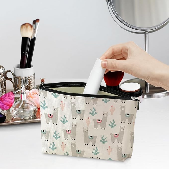 Cute Llamas Makeup Bag Alpaca Llama Gifts Funny Llama Stuff Decor for Llamas Lover Christmas Birthday Gifts for Women Animal Lovers Girl Daughter Best Friend BFF Niece Sister Toiletry Bag