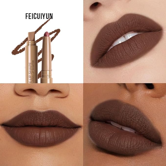 FeiCuiYun Matte Crayon Lip Liner Pencil, Smoky Taupe Lip Liners Lipstick For Women, Plump Creamy Formula With Silicone Smudger for Define Contours & Sculpting Lip, Cruelty-Free, 0.75g/0.026oz