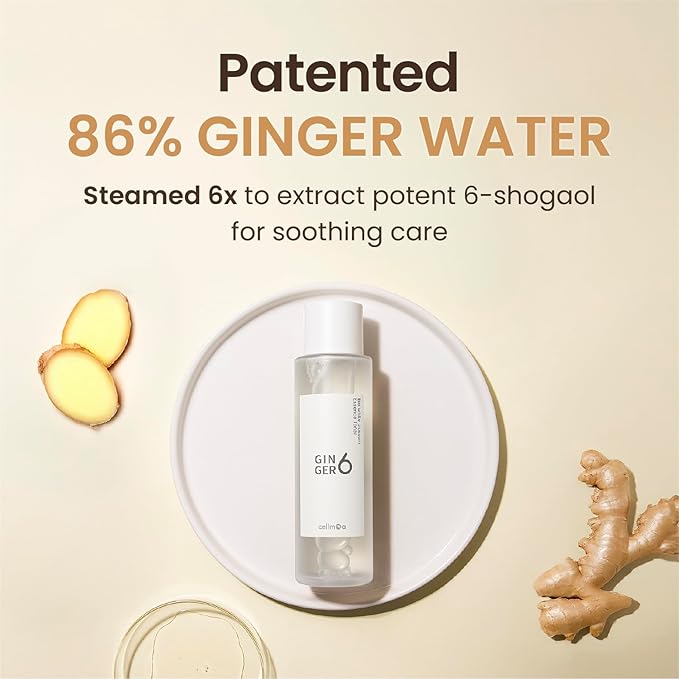 Ginger6 Essence Toner (150ml / 5 fl oz) – 86% Ginger Shot Water for Redness Relief, Hydration & Pore Care | Korean Skincare with Niacinamide, Peptides & Panthenol for Sensitive, Dull Skin