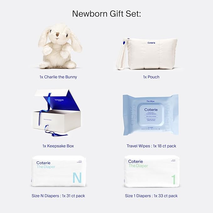 Coterie The Newborn Gift Set, Diapers & Wipes Baby Registry Kit