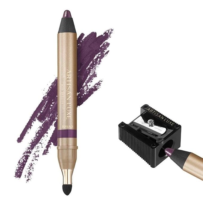 Artisan L'uxe Beauty Velvet Jumbo Violet Eyeliner with Free Sharpener | Blendable Makeup for Smokey Eyes - Waterproof Smudge Proof Pencil Eyeliner, Built-in Smudger & Long Lasting