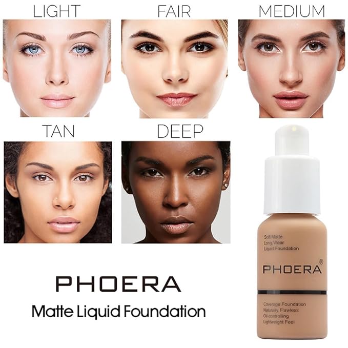 PHOERA Foundation, Matte Oil Control Concealer Cream, 101 Porcelain, 30ml