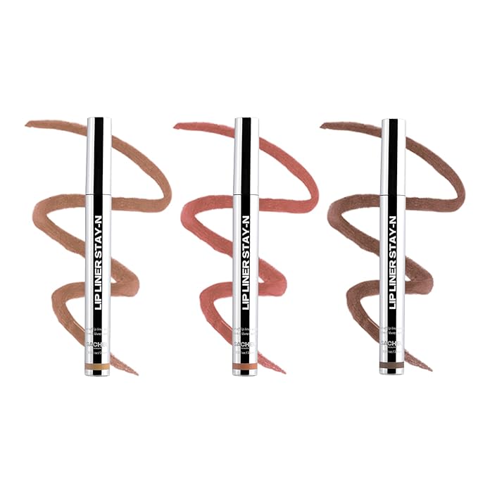 Sacheu Lip Liner STAY-N Peel Off Lip Stain Set, Core Bundle, 3-Pack