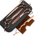 Professional Hair Cutting Scissors Sets Stainless Steel Barber Hairdressing Scissors Multifunctional Salon Thinning Scissors Straight Shears Tools Gifts for Mom Dad and Friends (Brown)