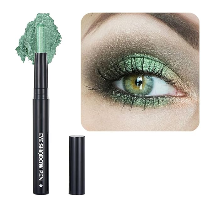 SAUBZEAN Bright Green Eyeshadow Stick Makeup, Cream Shimmer Eye Shadow Pencil, Hypoallergenic Waterproof Long Lasting Crayon, Smooth Glitter Primer Palette Eyeliner Make up