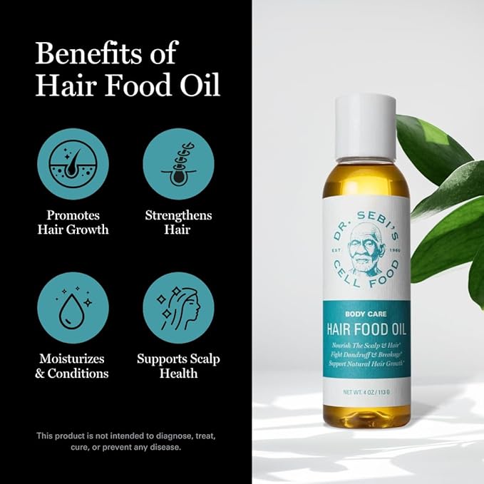 Dr. Sebi’s Batana Oil for Hair Growth – 100% Natural Hair Oil with Coconut and Olive – Supports Scalp Health and Stronger Hair – Plant-Based Formula – 1 Month Supply (4 fl oz)