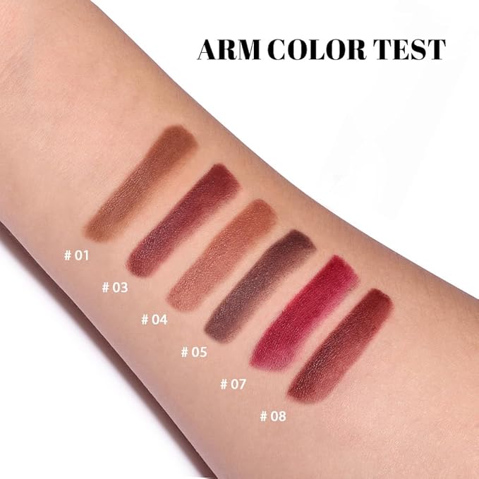BINGBRUSH 6pcs Brown Lip Liners Set,Ombre 2-in-1 Lip Liners & Lipstick set