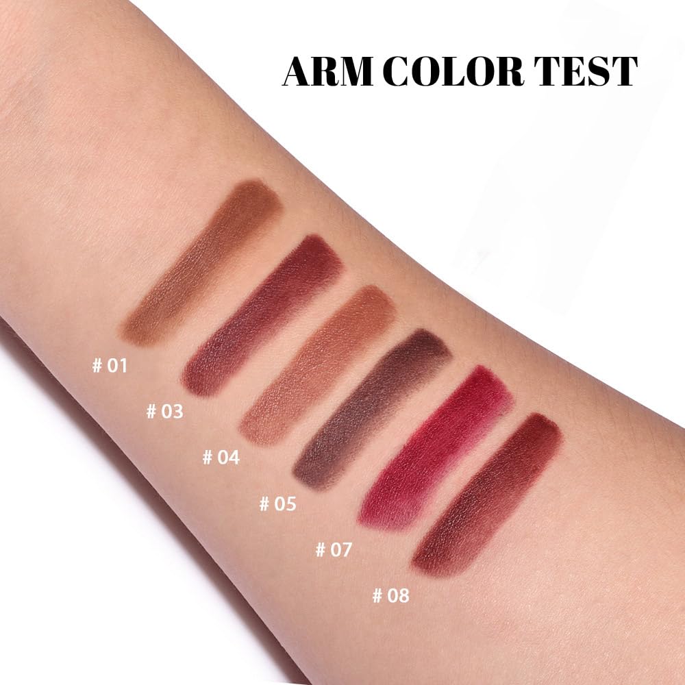 BINGBRUSH 6pcs Brown Lip Liners Set,Ombre 2-in-1 Lip Liners & Lipstick set