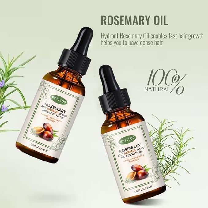 UPsyussa 2 Pack Organic Batana Rosemary Oil for Hair Growth & Anti-Hair Loss, 2PCS 1 fl oz Natural DHT Blocker Scalp Treatment for Thinning Hair, Nourishing Dry Scalp & Strengthening Follicles