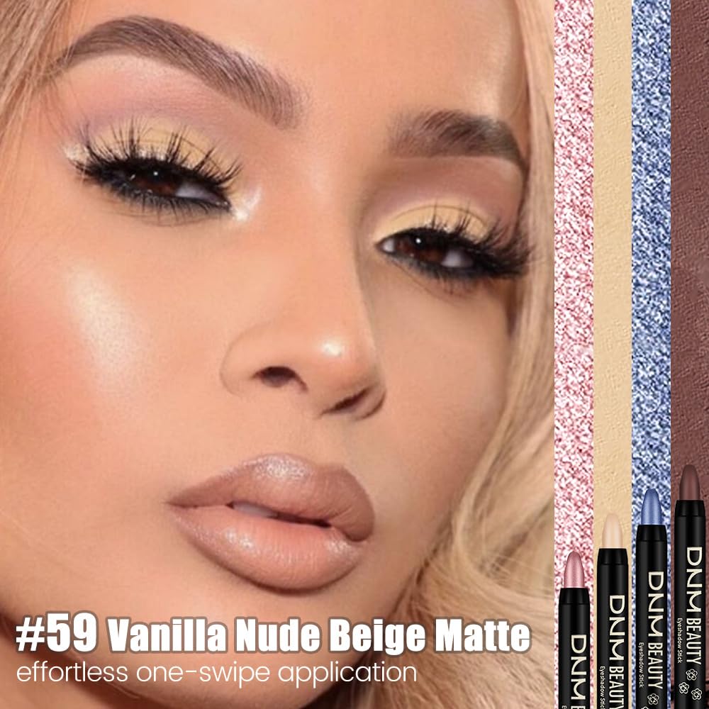 IATMOMOD Beige Matte Cream Eye Shadow Stick Makeup for Women, Beige Matte Eyeliner Pencil Eyeshadow Brightener Stick for Eyes, Waterproof Eyeshadow Applicator Blendable, sombras para ojos 59#