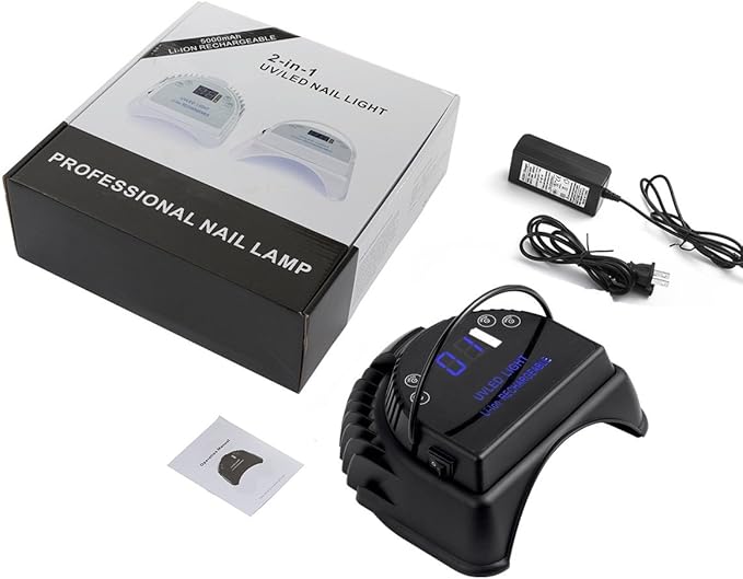 MINI LOP 64W Rechargeable Pro LED Gel Nail UV Light UV LED Nail Lamp Cordless Led Light for Nails(Black)
