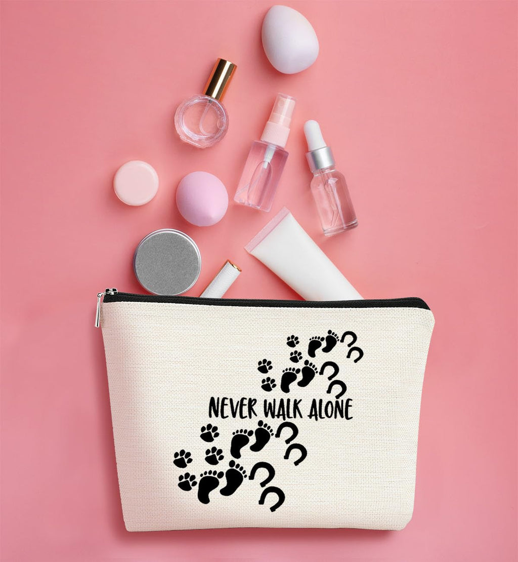 BARPERY Horse Gifts Horsehoes Paw Farm Girl Makeup Bag,Inspirational Gifts Never Walk Alone Cosmetic Bag,Birthday Christmas Make up Bag Gifts for Women Coworkers Friend Teen Girls Animal Lover