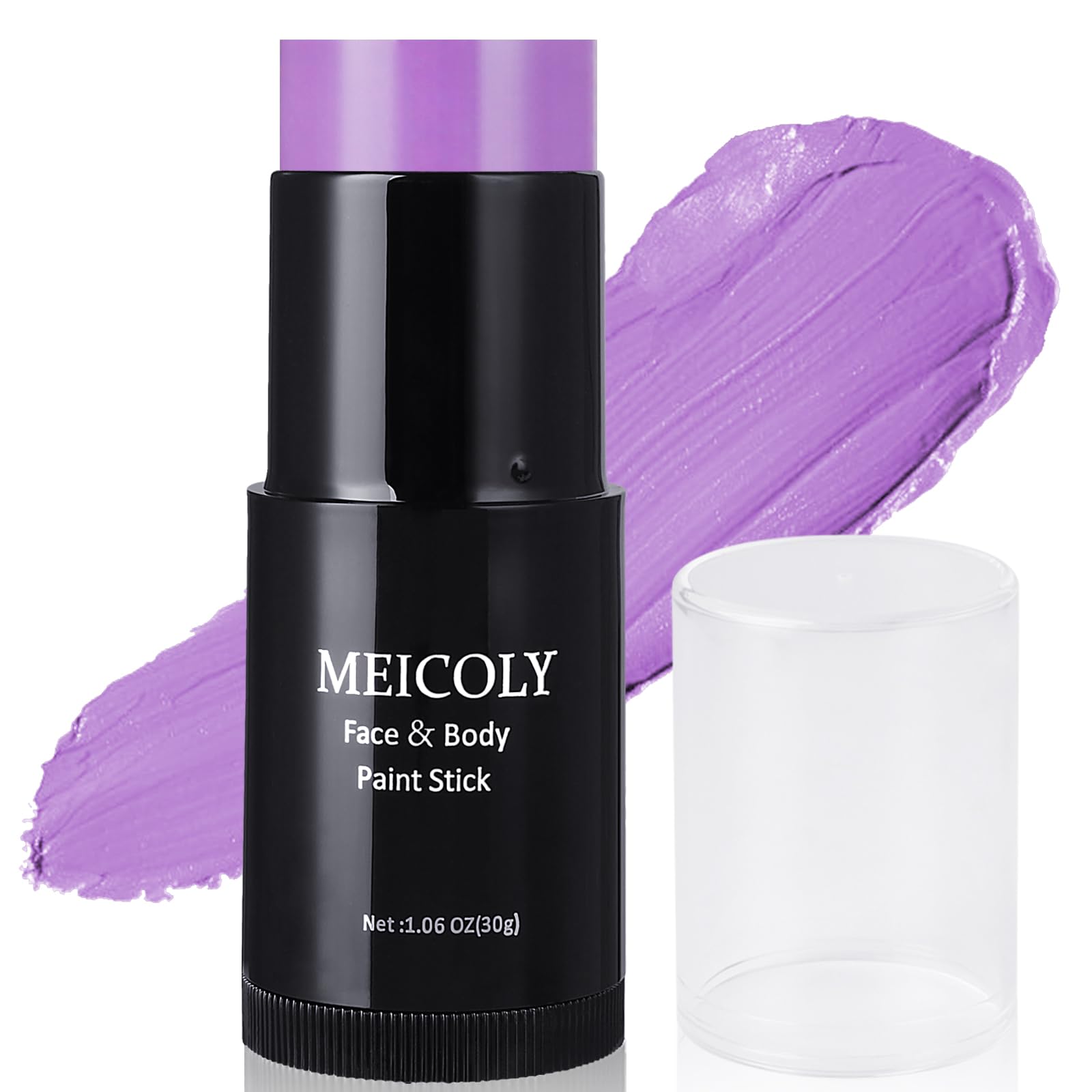 MEICOLY Light Purple Face Body Paint Stick(1.06 Oz),Cream Lavender Periwinkle Body Paint,Sweatproof Waterproof Purple Eye Black for Sports,Violet Lilac Face Paint for Halloween SFX Ursula Cosplay