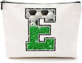 CQM Soccer Gifts Initial Makeup Bag Soccer Girl Gifts Cosmetic Bag Letter E